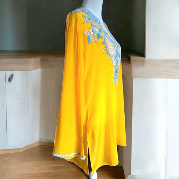 NWOT BOSTON PROPER (MED) Embellished V-Neck Resort Tunic - Picture 5 of 7